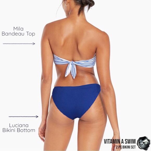 VITAMIN A BIKINI SET: SARDINIA STRIPE MILA BANDEAU TOP + SAPPHIRE LUCIANA BOTTOM - Picture 4 of 16